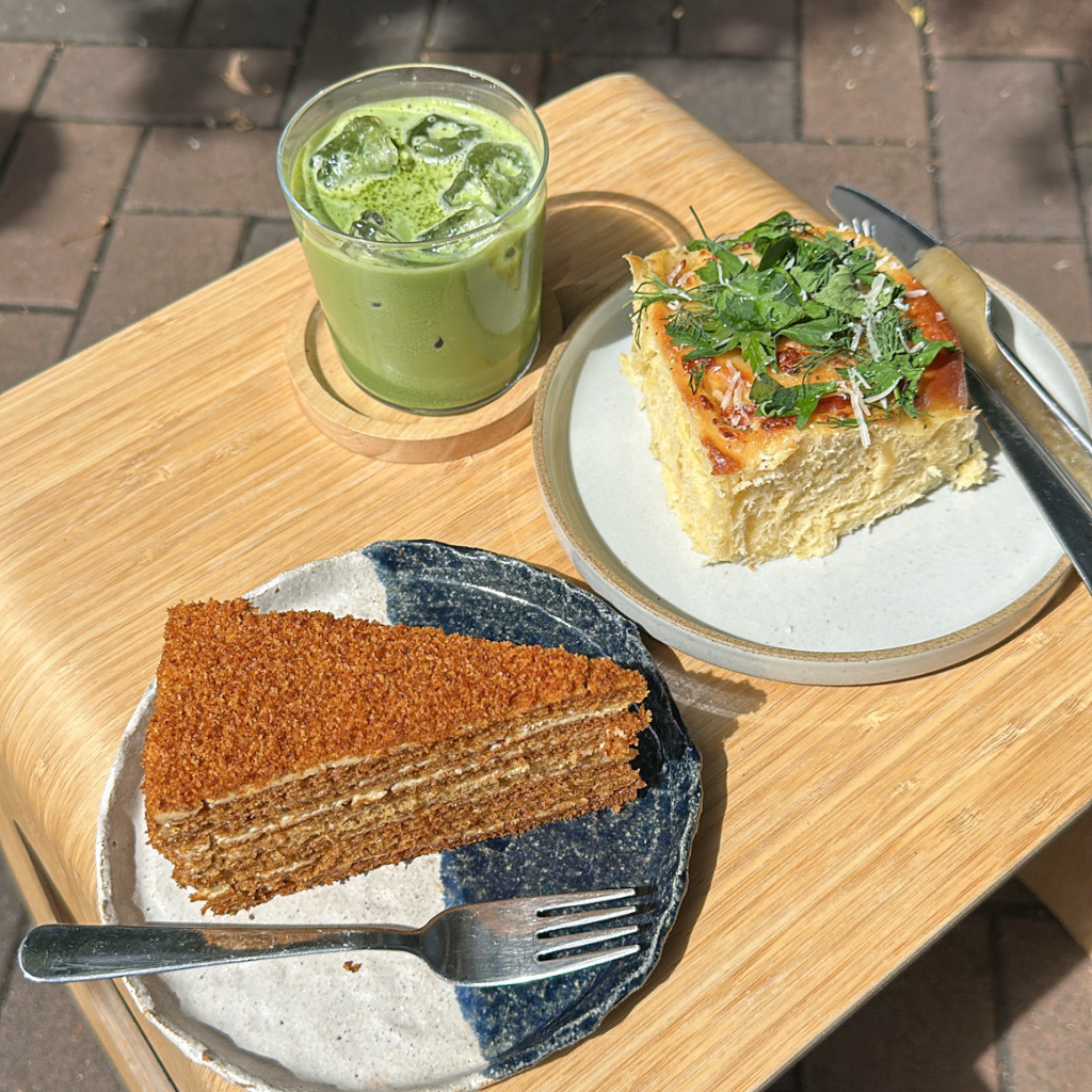 Famous Honey Layered Cake and Matcha from Khanom House